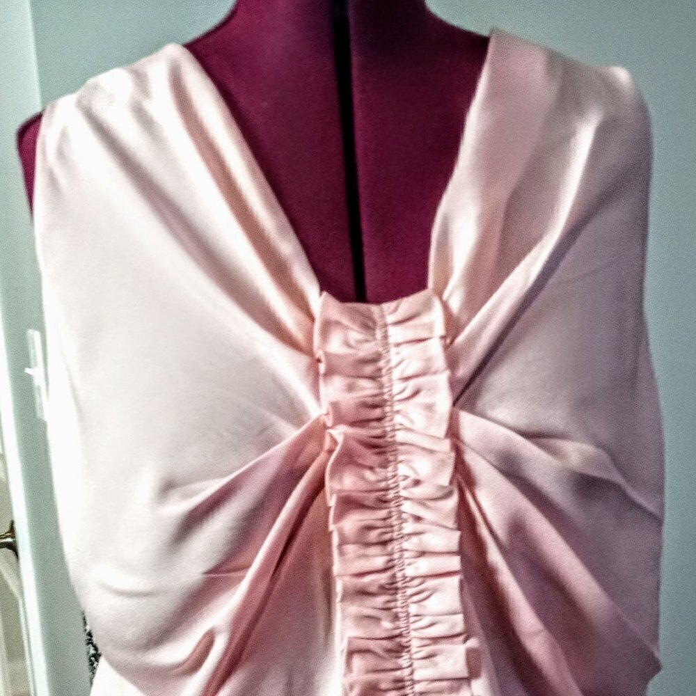 Gianetta Ruched Front Sheer Pink Sleeveless Top